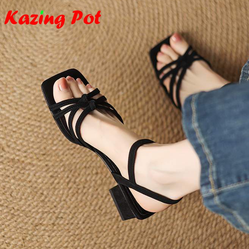 Women'S Shoes Back To School - รองเท้าส้นเตี้ยแบบเปิดนิ้วเท้าหนังแกะ รุ่น Krazing Pot แฟชั่นฤดูร้อนสไตล์อังกฤษ ดีไซน์เรียบง่าย