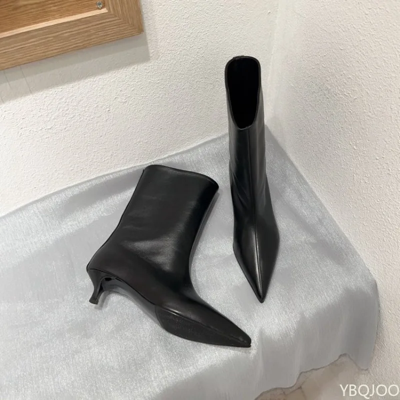 Women'S Shoes Extra Wide - รองเท้าบูทสั้นทรงหัวแหลมแบบใหม่ ปี 2026 สำหรับผู้หญิง ส้นเตี้ย ส้นเรียว