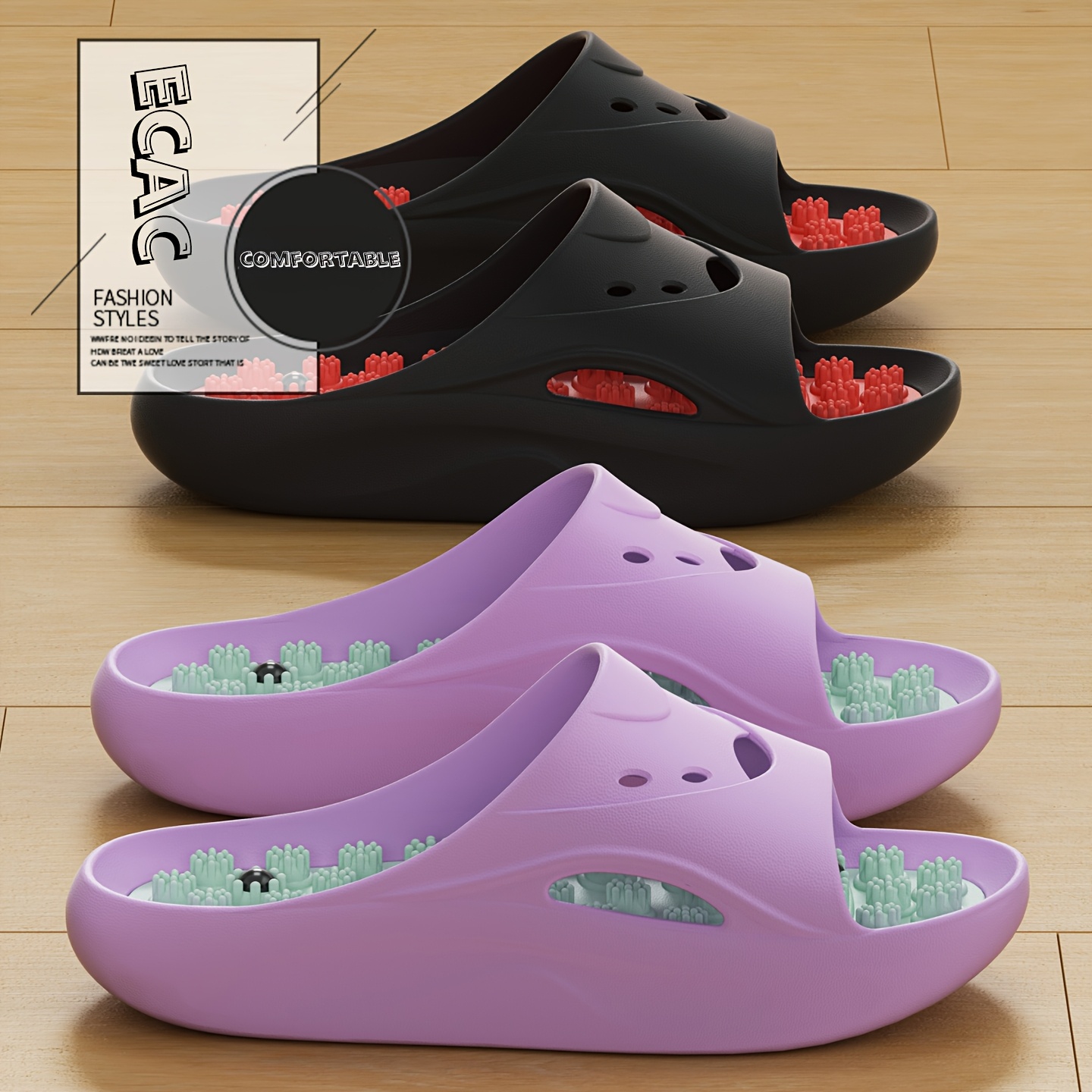Women'S Shoes Cloud - รองเท้าแตะนวด EVA สำหรับผู้หญิงและผู้ชาย พื้นหนา กันลื่น ใส่ในห้องน้ำ