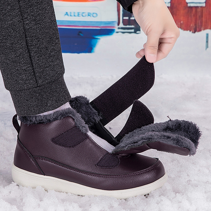 Women'S Shoes Extra Wide - รองเท้าบูทหิมะสำหรับผู้หญิง ฤดูหนาว หุ้มข้อเท้า ปลายเท้ากว้าง บุขนกำมะหยี่ อุ่นสบาย