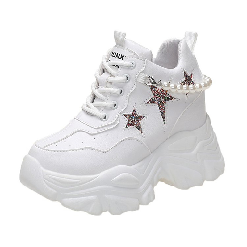 Women Shoes Store - รองเท้าผ้าใบแฟชั่นผู้หญิงทรงสูง คุณภาพดี สไตล์ Chunky เพิ่มความสูง 10