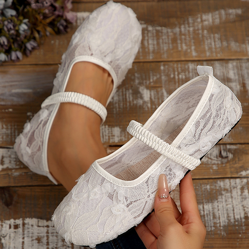 Mary Jane Shoes - รองเท้าผู้หญิงรองเท้าตาข่ายระบายอากาศรองเท้าแบนผู้หญิงแมรี่เจนรองเท้าสีขาวรองเท้าซาปาตอส มูเยอร์ สง่างามรองเท้าสบายๆฤดูใบไม้ร่วงรองเท้า