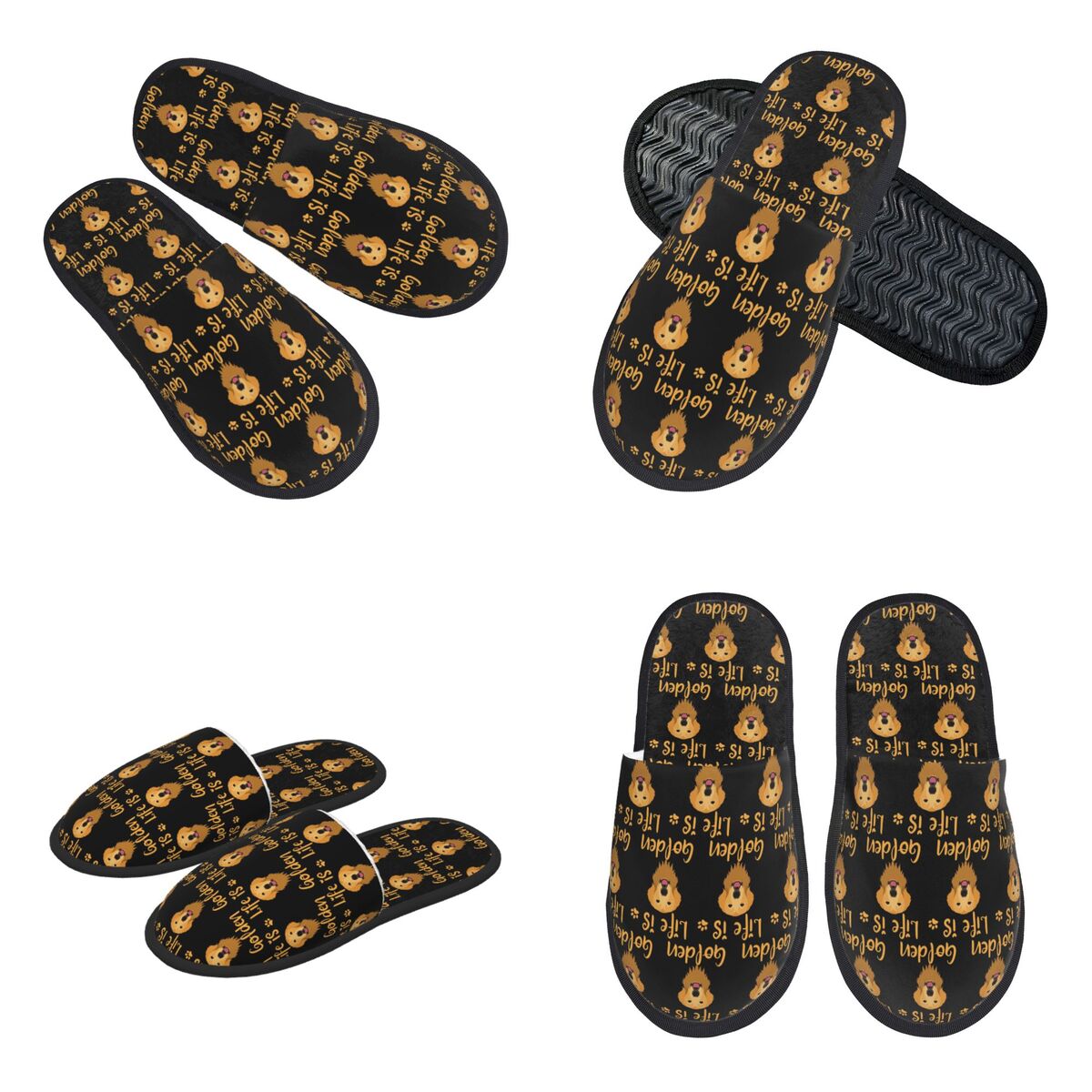 Women Shoes Quote - รองเท้าแตะสตรีแบบกำหนดเองลายโกลเด้นรีทรีฟเวอร์ พร้อมคำพูด บุด้วยเมมโมรี่โฟม นุ่ม อุ่น สบาย