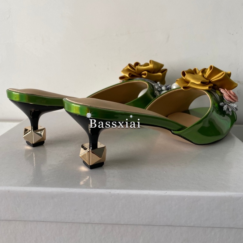 คริสตัลตกแต่ง Handmade ดอกไม้ร - Women'S Shoes Kitten Heels บทวิจารณ์และราคา