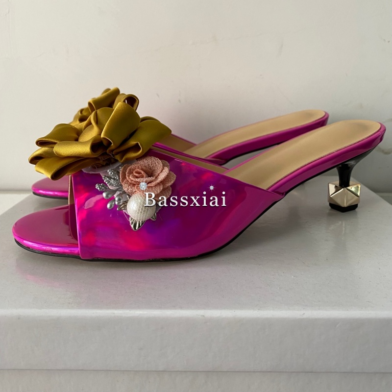 คริสตัลตกแต่ง Handmade ดอกไม้ร - Women'S Shoes Kitten Heels บทวิจารณ์และราคา