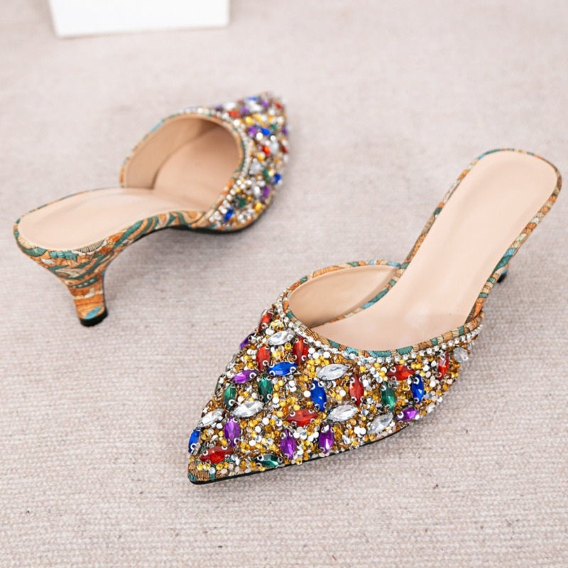 รองเท้าส้นเตี้ยประดับเพชรหรูหร - Women'S Shoes Kitten Heels บทวิจารณ์และราคา