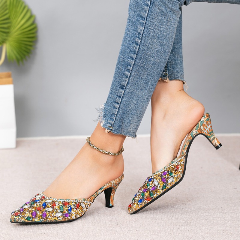 รองเท้าส้นเตี้ยประดับเพชรหรูหร - Women'S Shoes Kitten Heels บทวิจารณ์และราคา