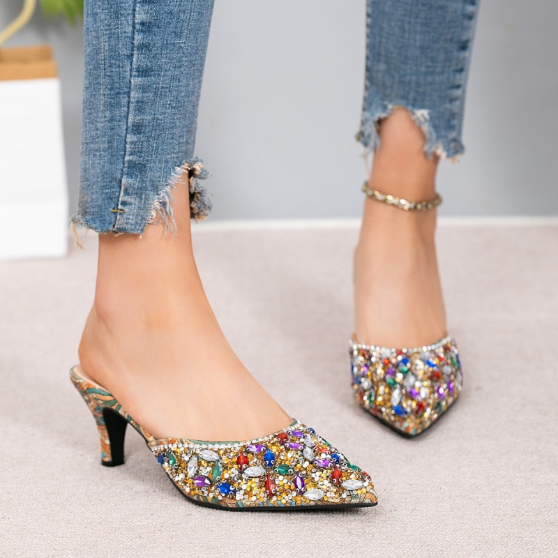 รองเท้าส้นเตี้ยประดับเพชรหรูหร - Women'S Shoes Kitten Heels บทวิจารณ์และราคา