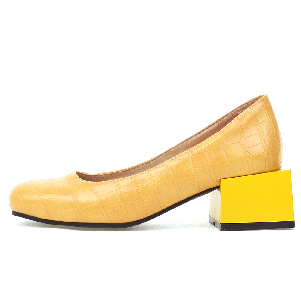สแควร์รองเท้าส้นสูงรองเท้าEleg - Women'S Shoes Yellow บทวิจารณ์และราคา