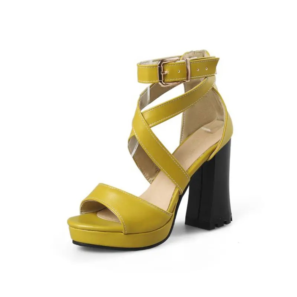 รองเท้าส้นสูงแบบเปิดนิ้วเท้าสำ - Women'S Shoes Yellow บทวิจารณ์และราคา
