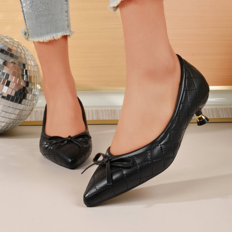 รองเท้าส้นเตี้ยหัวแหลมประดับโบ - Women'S Shoes Kitten Heels บทวิจารณ์และราคา