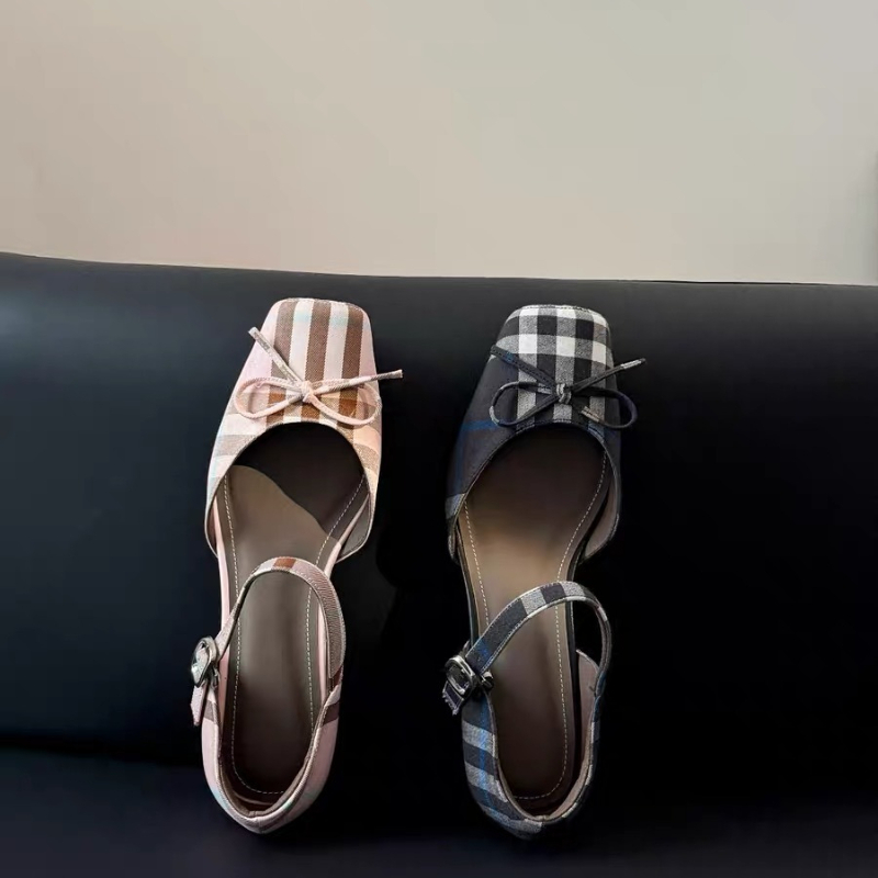 รองเท้าส้นแบนทรงเหลี่ยม หัวเหล - Mary Jane Shoes บทวิจารณ์และราคา